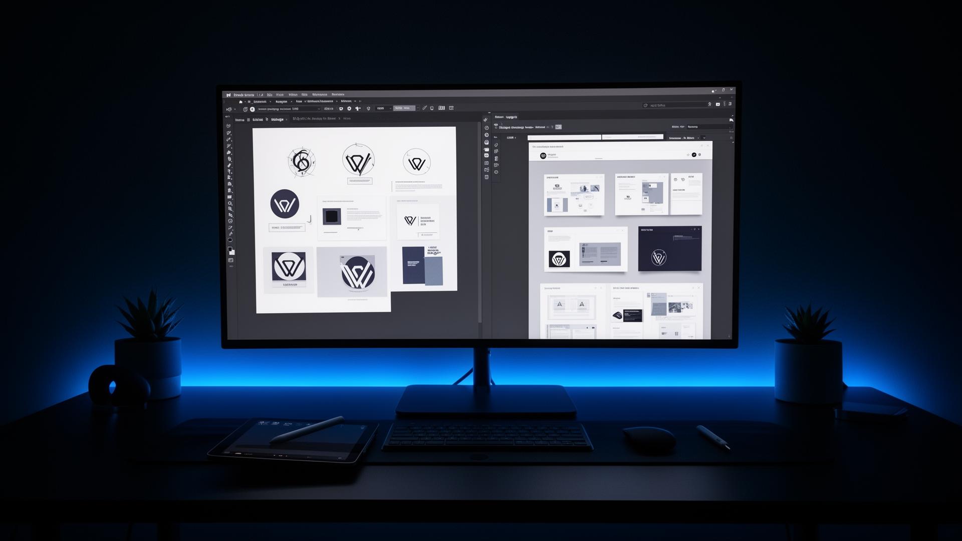 Graphic design and branding workspace