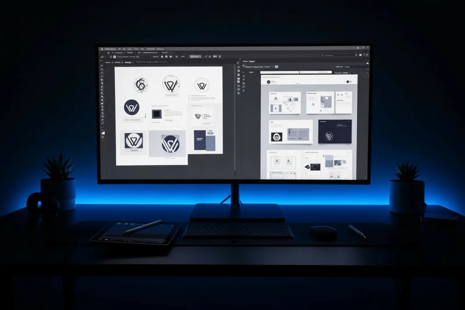 Graphic design and branding workspace